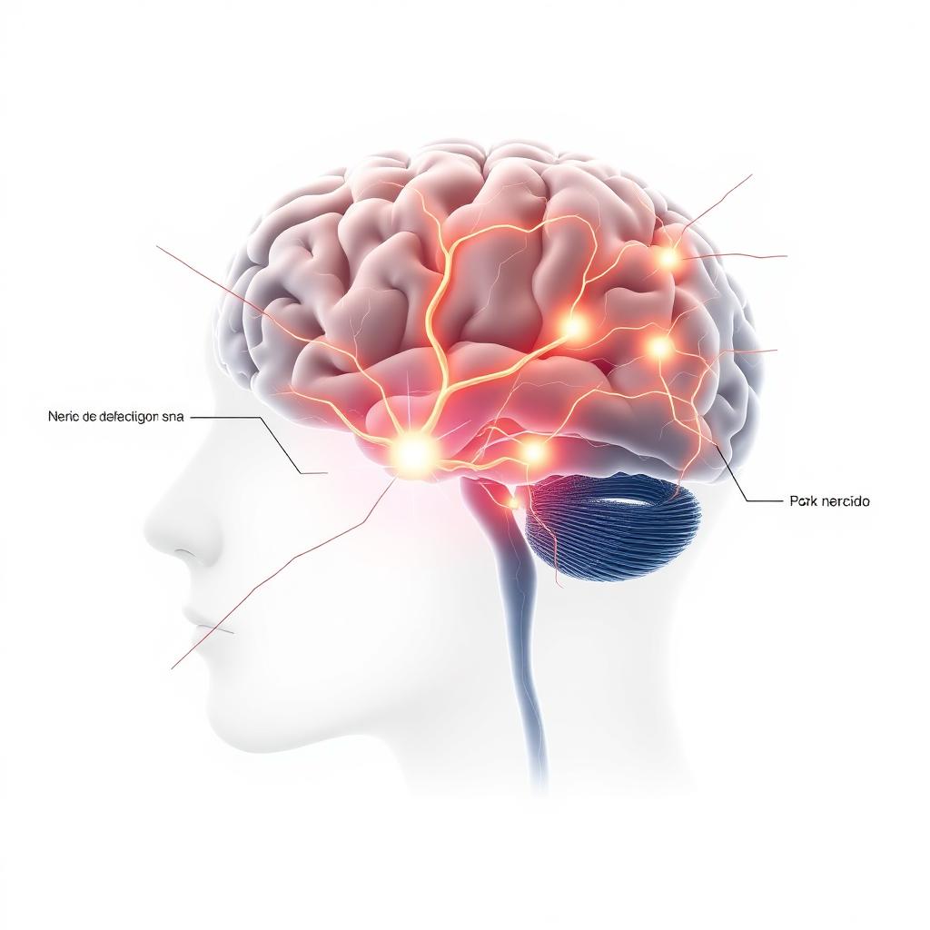 Ilustración del cerebro y nervios