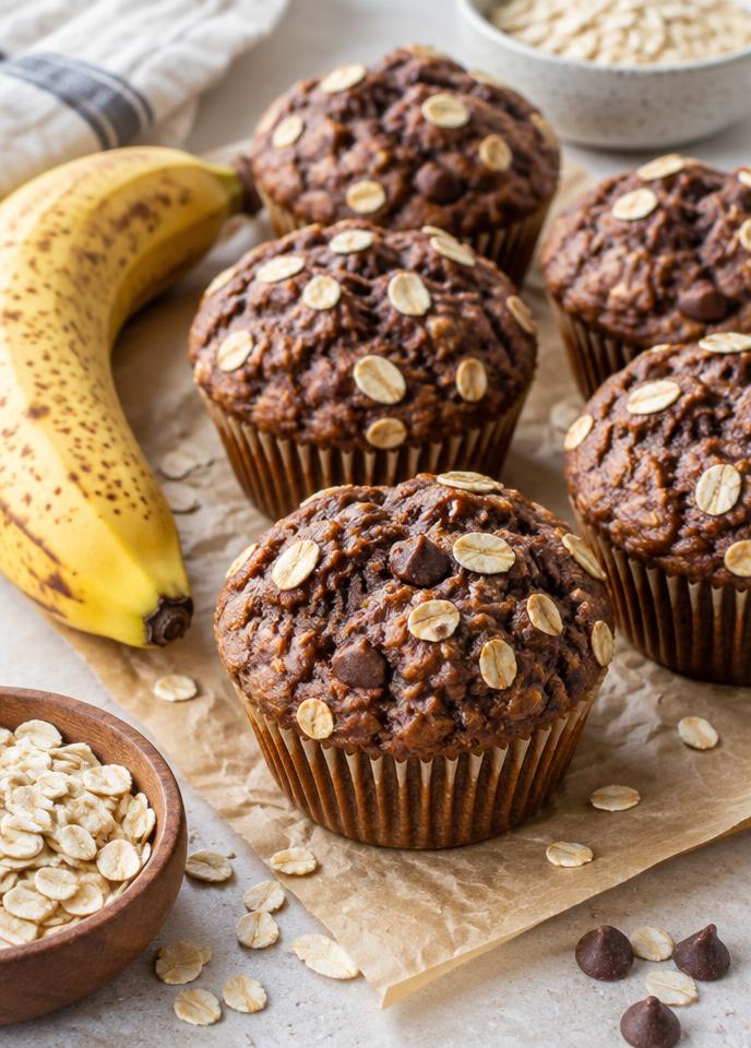 Bizcochitos de banana, avena y cacao